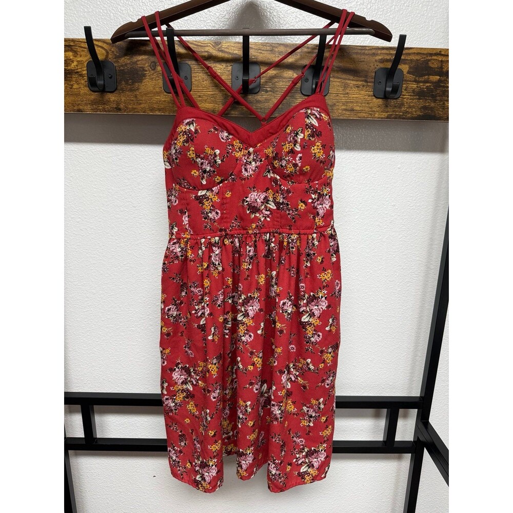 Xhilaration Women’s Floral Rust Red Dress  fall dress size M